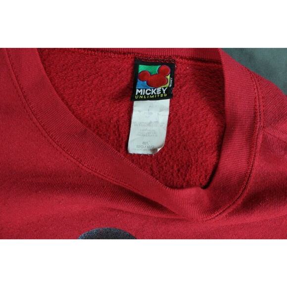 Disney Sweatshirt Vintage Mens M Large Red Mickey Pluto Mickey Unlimited 90's - Picture 4 of 9